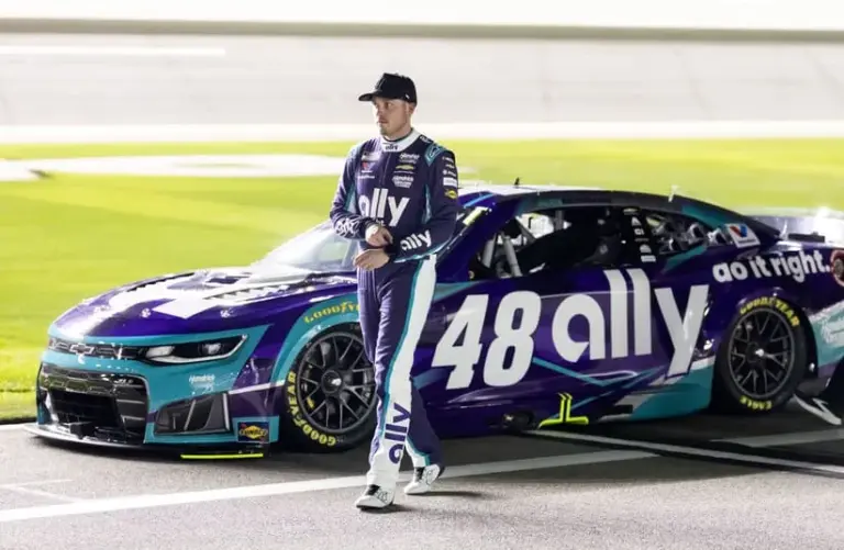 Feb 11, 2026; Daytona Beach, Florida, USA; NASCAR Cup Series driver Alex Bowman (48) during qualifying for the Daytona 500 at Daytona International Speedway.