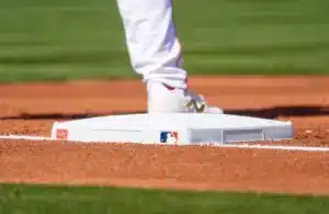 A general view of the MLB logo