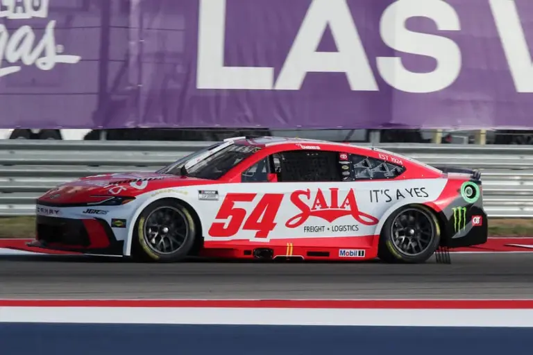 Feb 28, 2026; Austin, Texas, USA; NASCAR Cup Series driver Ty Gibbs (54) during practice for the DuraMAX Texas Grand Prix Powered by RelaDyne at Circuit of the Americas.