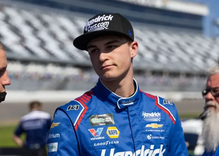 Feb 14, 2026; Daytona Beach, Florida, USA; NASCAR O’Reilly Auto Parts Series driver Corey Day (17) during qualifying for the United Rentals 300 at Daytona International Speedway.