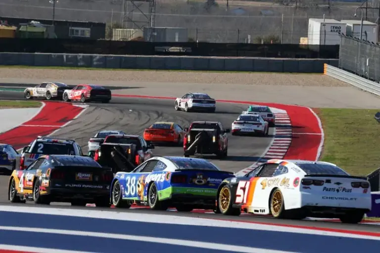 COTA; Mar 1, 2026; Austin, Texas, USA; The field moves through turn 18 during the NASCAR Cup Series Duramax Texas Grand Prix Powered by RelaDyne at Circuit of the Americas.