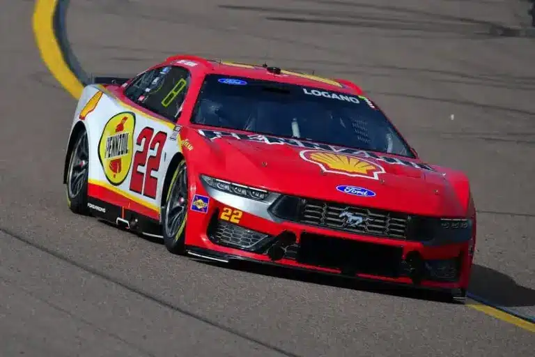 Mar 7, 2026; Avondale, Arizona, USA; Team Penske driver Joey Logano (22) during practice at Phoenix Raceway.