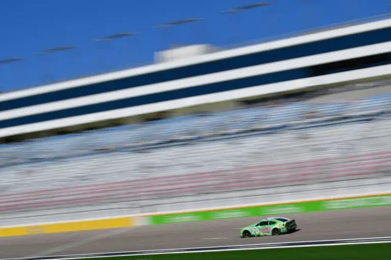Mar 14, 2026; Las Vegas, Nevada, USA; Joe Gibbs Racing driver Christopher Bell (20) during practice at Las Vegas Motor Speedway.