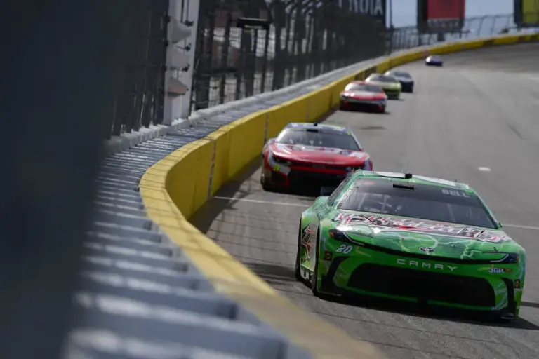 Mar 15, 2026; Las Vegas, Nevada, USA; Joe Gibbs Racing driver Christopher Bell (20) during the Pennzoil 400 at Las Vegas Motor Speedway.