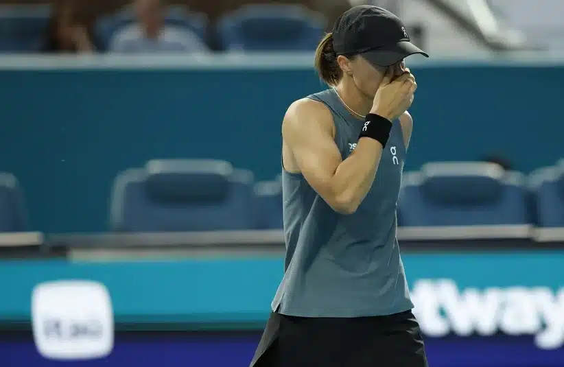 Iga Swiatek being disappointed in Miami