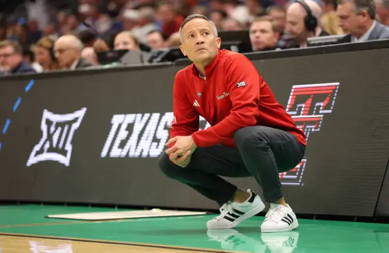 Texas Tech Red Raiders head coach Grant McCasland Squat During Game