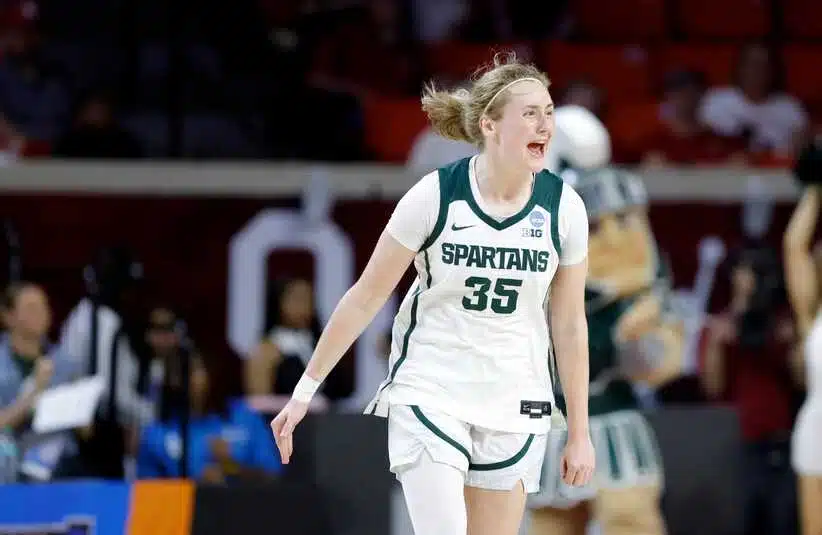 Michigan State player during the win in first round.