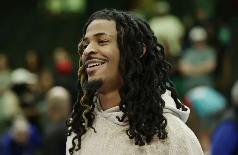 USA; Memphis Grizzlies guard Ja Morant stands on the court