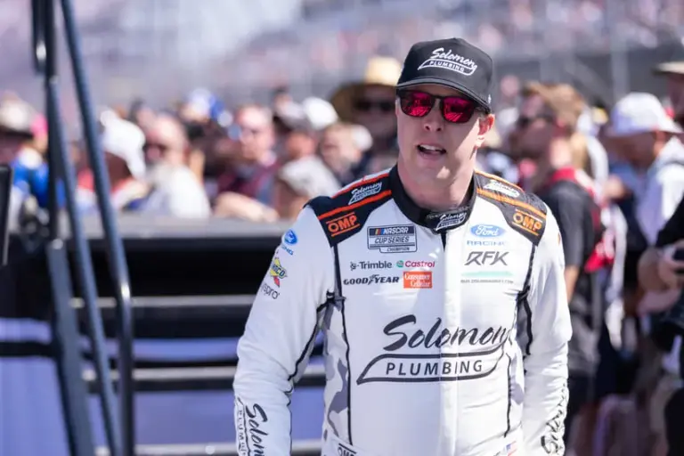 Mar 22, 2026; Darlington, South Carolina, USA; Roush Fenway Keselowski Racing Brad Keselowski (6) comes out for the Goodyear 400 at Darlington Raceway.