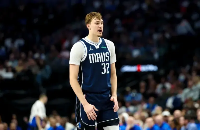 Dallas Mavericks forward Cooper Flagg (32) reacts