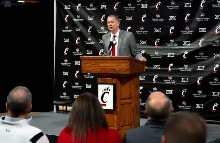 Cincinnati head coach Jerrod Calhoun speaks during a press conference