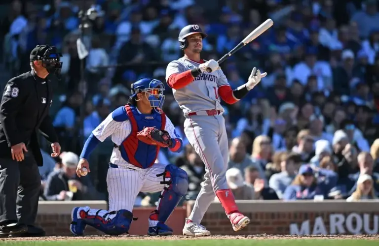 Washington Nationals catcher Drew Millas (14) strikes out