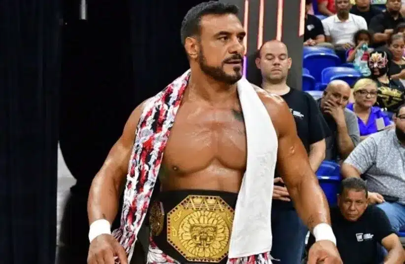 Alberto El Patron With AAA Mega Championship Around His Waist