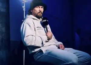 Oleksandr Usyk Prepares For an Interview In London