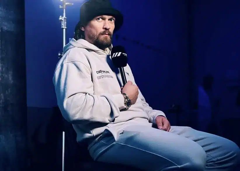 Oleksandr Usyk Prepares For an Interview In London