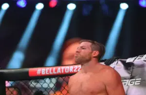 Jake Hager (red gloves) before his fight against T.J. Jones.