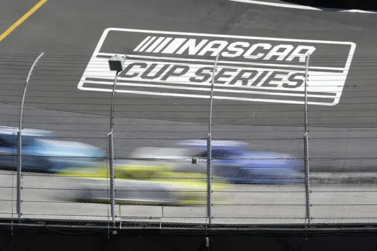 Kansas; May 31, 2020; Bristol, TN, USA; A general view of the NASCAR Cup Series logo as drivers race at Bristol Motor Speedway.