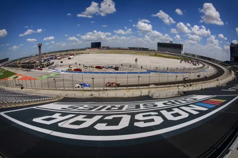 Dash 4 Cash; Jul 19, 2020; Fort Worth, TX, USA; A view of the NASCAR logo cover during the O'Reilly Auto Parts 500 race at Texas Motor Speedway.