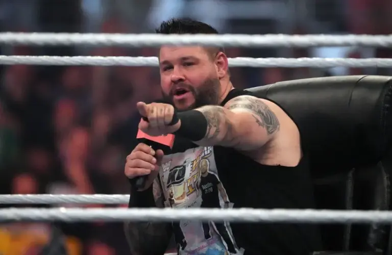 Kevin Owens speaking in the ring.
