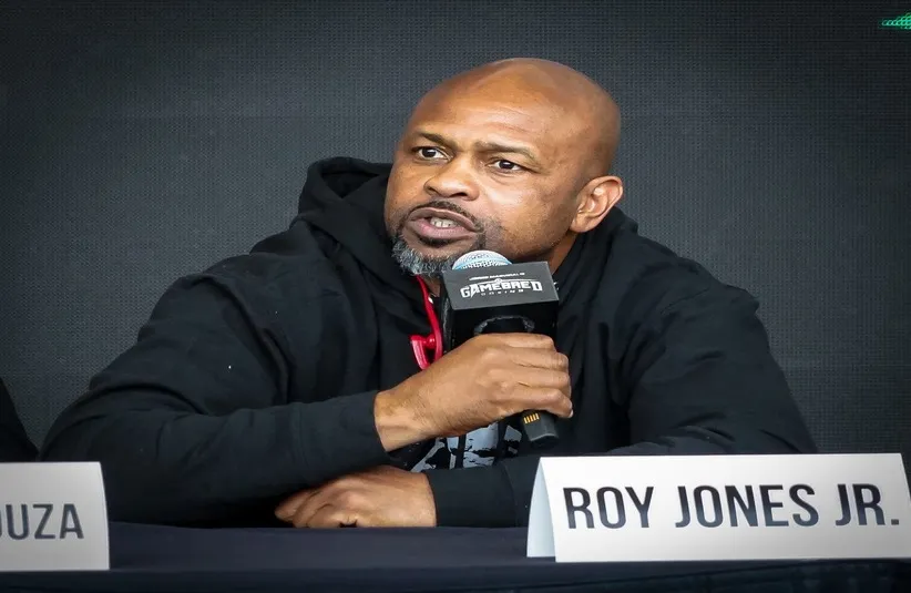 Roy Jones Jr. answers a question at the pre-fight news conference.