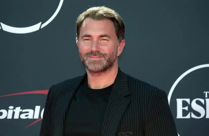 Matchroom Sport chairman Eddie Hearn arrives on the red carpet.