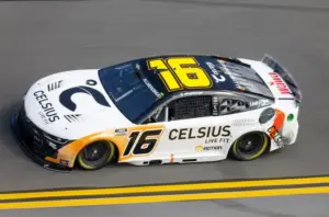 Kaulig Racing; Feb 12, 2025; Daytona Beach, Florida, USA; NASCAR Cup Series driver A.J. Allmendinger (!6) during practice for the Daytona 500 at Daytona International Speedway.