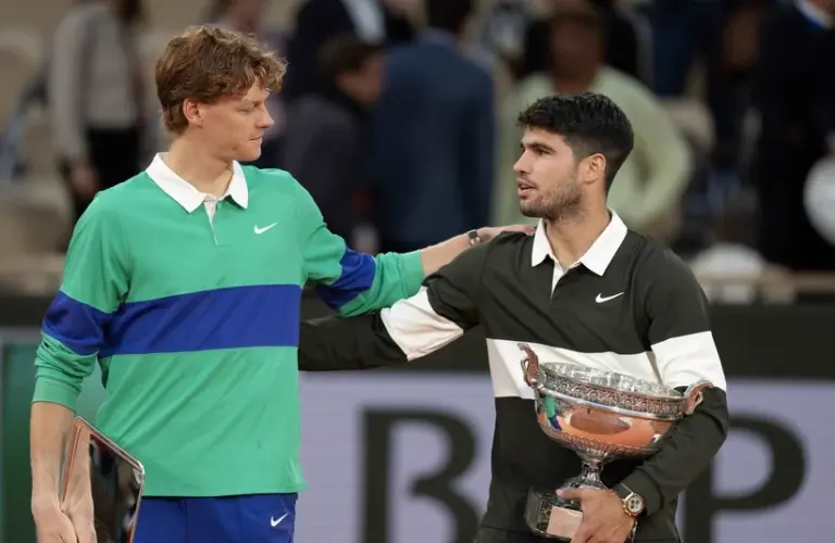 Jannik Sinner and Carlos Alcaraz at the French Open