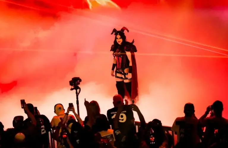 Stephanie Vaquer is introduced before the Women’s World Championship match at WWE WrestlePalooza