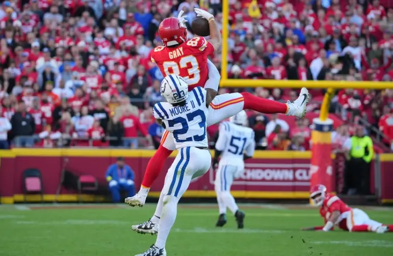 Colts corner Kenny Moore breaking up a pass last season.