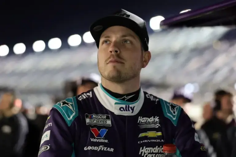 Feb 11, 2026; Daytona Beach, Florida, USA; NASCAR Cup Series driver Alex Bowman (48) during qualifying for the Daytona 500 at Daytona International Speedway.