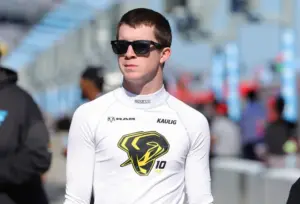 Feb 13, 2026; Daytona Beach, Florida, USA; NASCAR Truck Series driver Daniel Dye (10) during truck series qualifying at Daytona International Speedway.