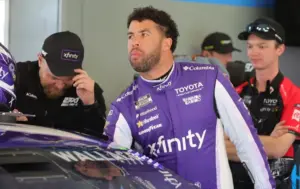 Feb 13, 2026; Daytona Beach, Florida, USA; NASCAR Cup Series driver Bubba Wallace (23) during NASCAR Cup Series practice at Daytona International Speedway.