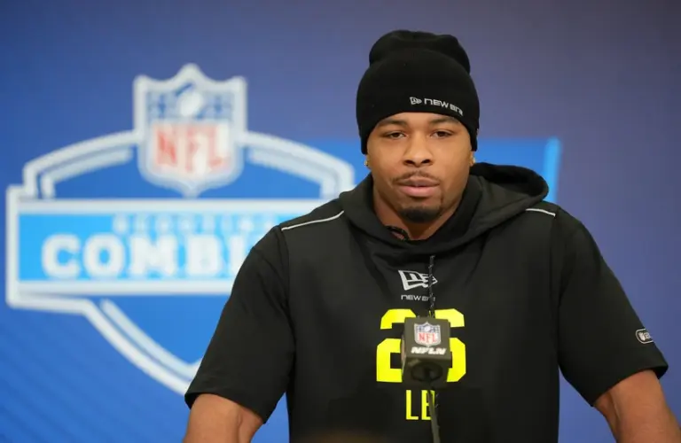 Missouri linebacker Jossiah Trotter talking at scouting combine a possible draft pick for the Colts.