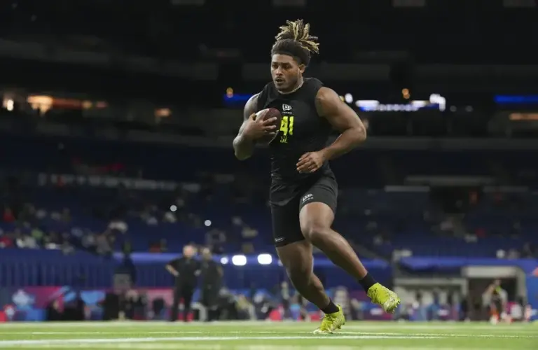 Texas A&M defensive lineman Cashius Howell (DL41) during the NFL Scouting Combine.