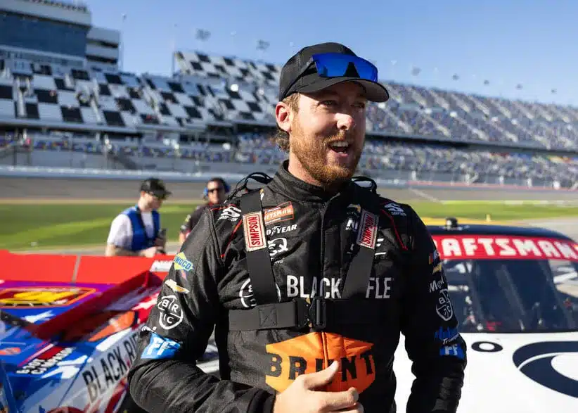 McFarland; Feb 13, 2026; Daytona Beach, Florida, USA; NASCAR Truck Series driver Garrett Mitchell during qualifying for the Fresh from Florida 250 at Daytona International Speedway.