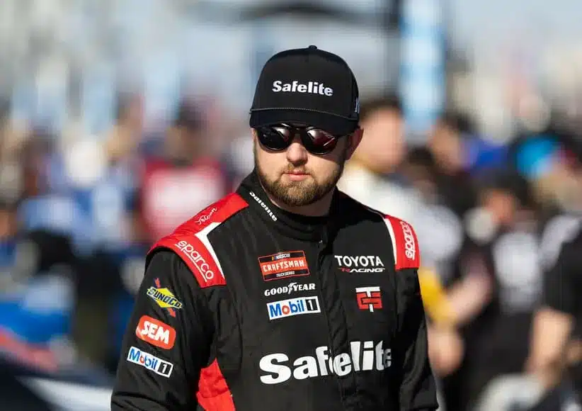 Feb 13, 2026; Daytona Beach, Florida, USA; NASCAR Truck Series driver Kaden Honeycutt (11) during qualifying for the Fresh from Florida 250 at Daytona International Speedway.
