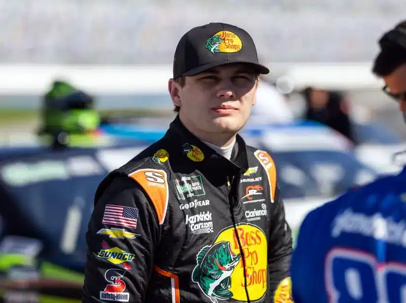 Feb 14, 2026; Daytona Beach, Florida, USA; NASCAR O’Reilly Auto Parts Series driver Carson Kvapil (1) during qualifying for the United Rentals 300 at Daytona International Speedway.
