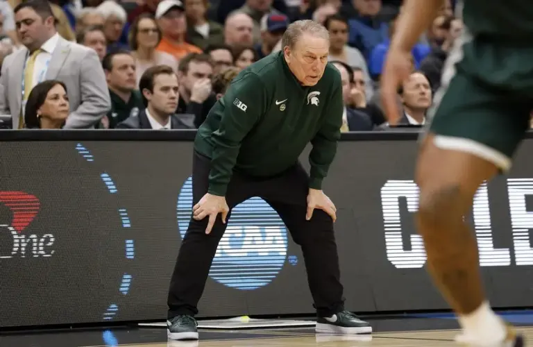 Michigan State Spartans head coach Tom Izzo in the first half during a Sweet Sixteen game.