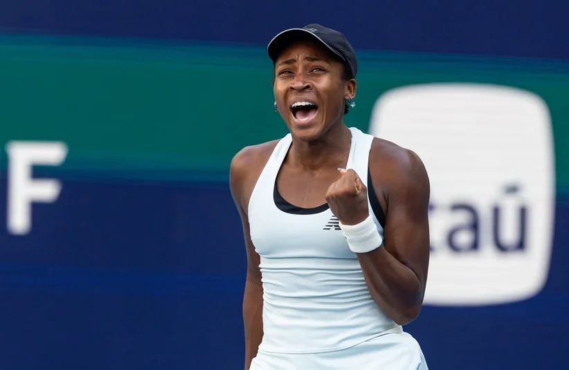 Coco Gauff responding to the crowd