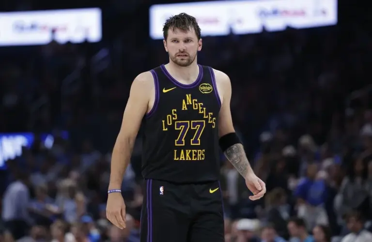 Luka Doncic reacts during a game
