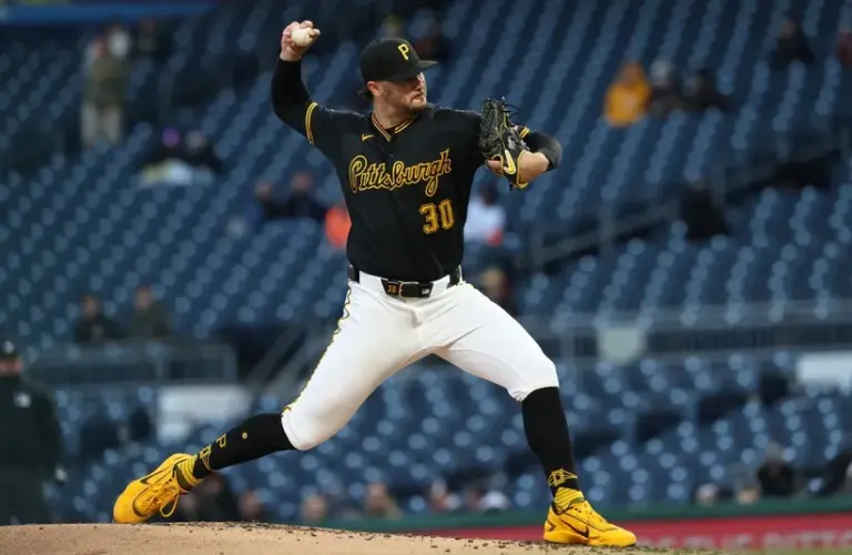 Pittsburgh Pirates pitcher Paul Skenes (30) throws against the San Diego Padres.