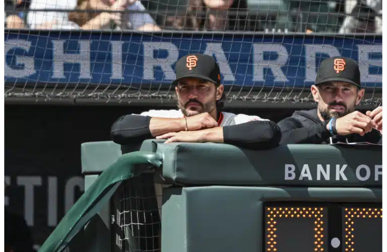 Giants manager Tony Vitello in the dugout