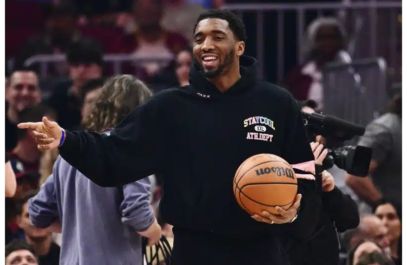 Apr 12, 2026; Cleveland, Ohio, USA; Cleveland Cavaliers guard Donovan Mitchell (45) during the first half against the Washington Wizards at Rocket Arena. Mandatory Credit: Ken Blaze-Imagn Images