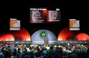 The stage for the WNBA Draft last night on ESPN.