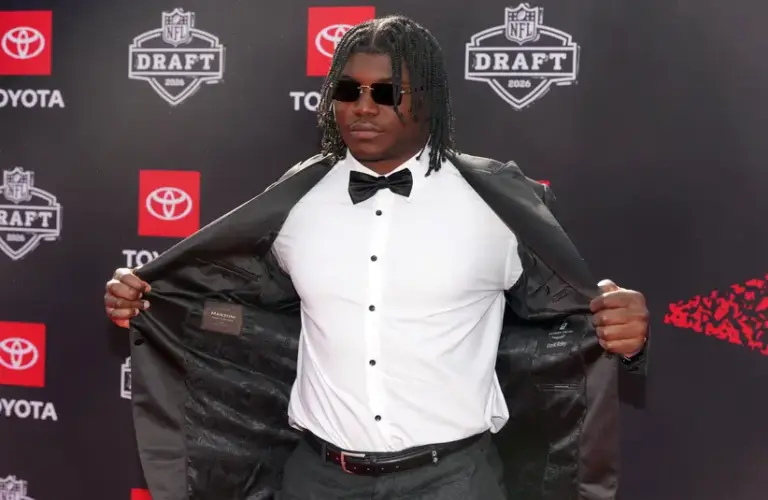 Texas Tech LB David Bailey on the red carpet before the NFL Draft at Point State Park.