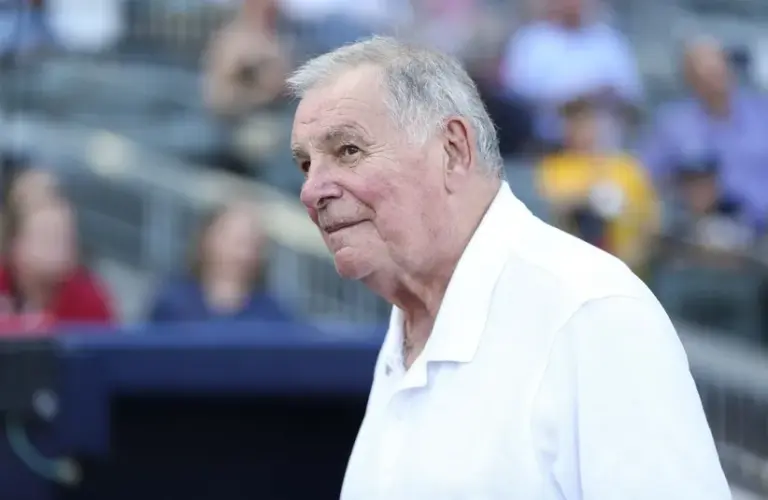 Former Atlanta Braves manager Bobby Cox (6) before a game.