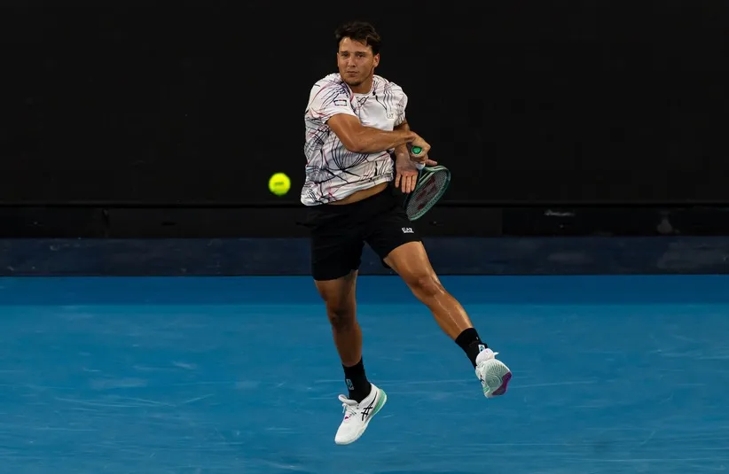 Luciano Darderi of Italy in action.