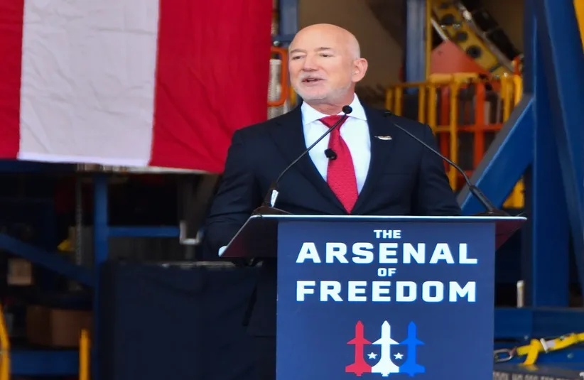 Blue Origin founder Jeff Bezos introduced Secretary of War Pete Hegseth.