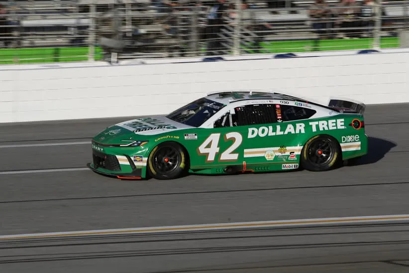 Dollar Tree; Feb 22, 2026; Hampton, Georgia, USA; NASCAR Cup Series driver John Hunter Nemechek rounds the track at EchoPark Speedway.