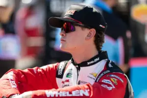Feb 14, 2026; Daytona Beach, Florida, USA; NASCAR O’Reilly Auto Parts Series driver Jesse Love (2) during qualifying for the United Rentals 300 at Daytona International Speedway.